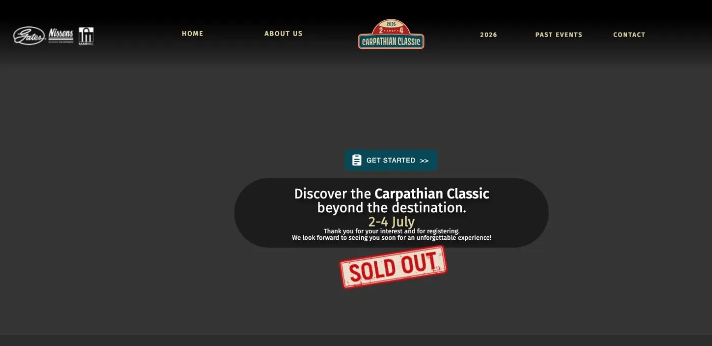 Vechiul site Carpathian Classic, construit în Adobe Muse
